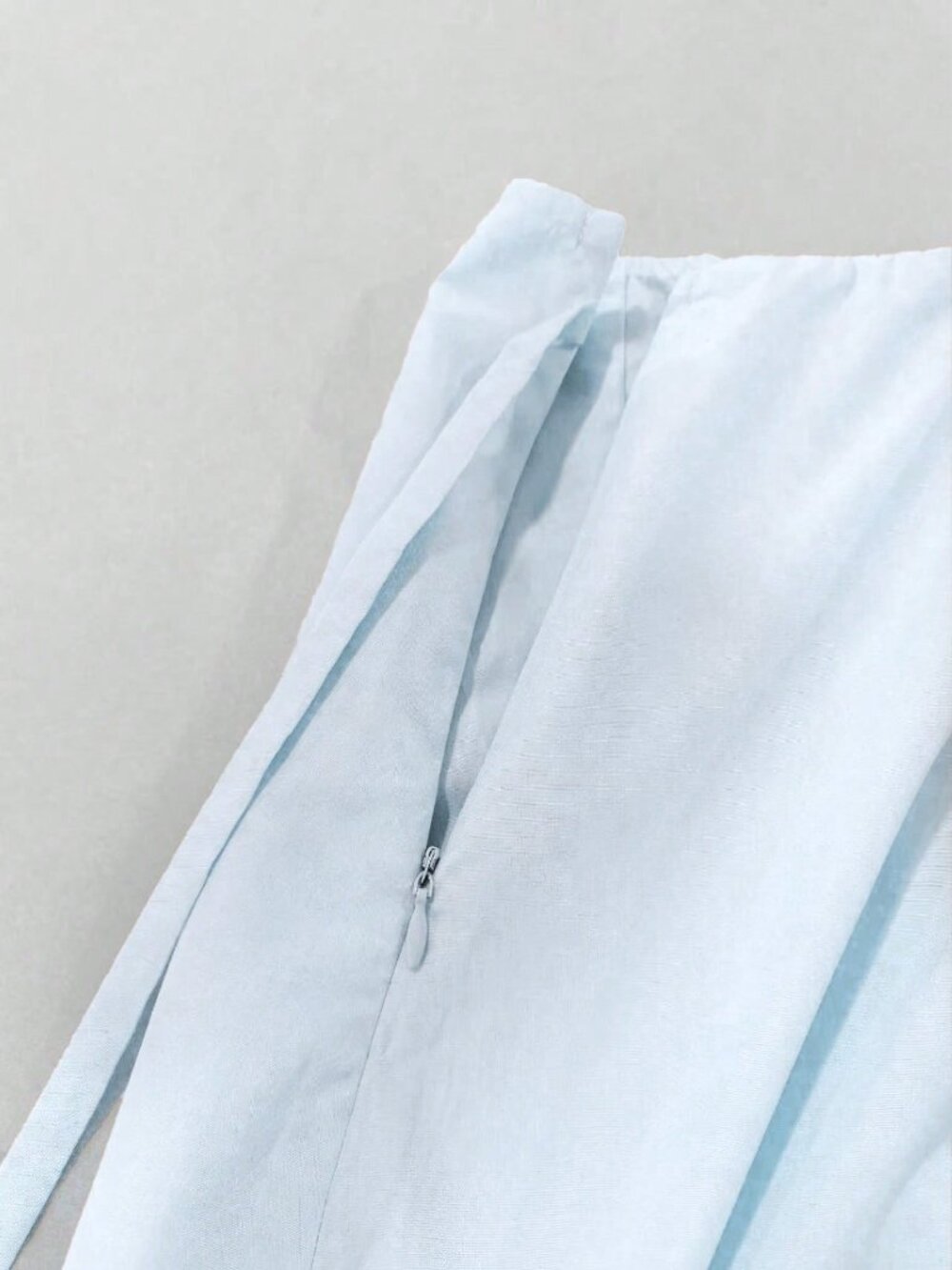 Blue Casual Women's Flared Pleated Long Skirt Tie-Up - Picture 4 of 5